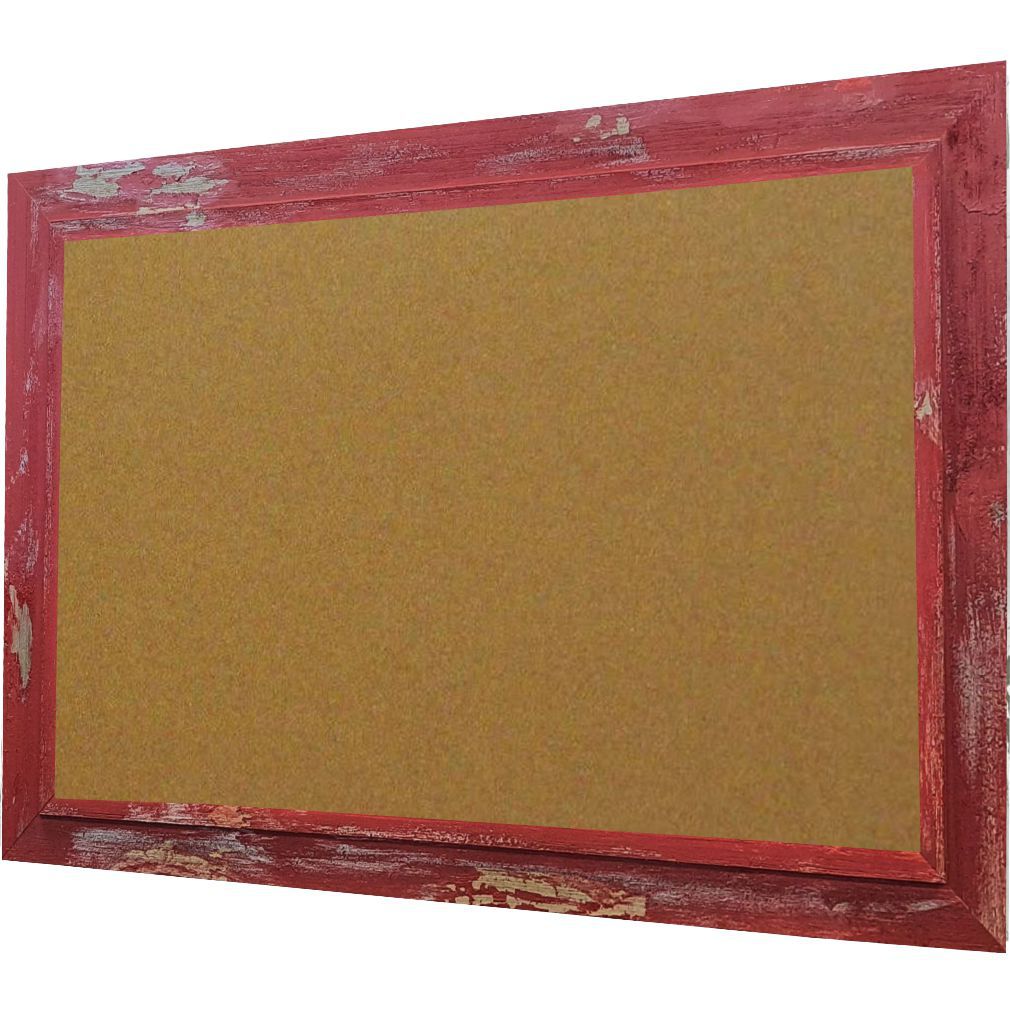 American Barnwood Cork Board  - Peeling Red Frame - 30x30 - GL4